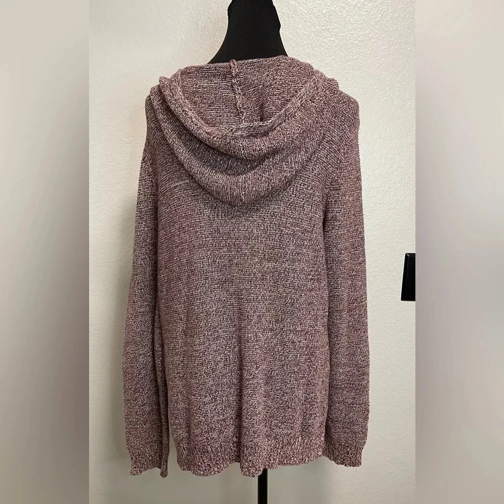 Aeropostale Women Burgundy/White Hooded Knit Sweater MEDIUM - Picture 3 of 5